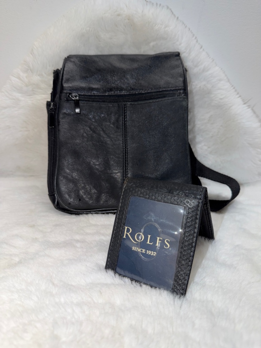 Vintage Leather Patchwork 9”x8”Crossbody Bag + Matching New Leather Wallet 🪪